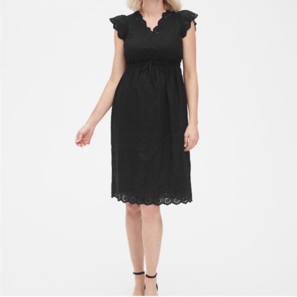 NWT GAP Maternity Embroidered Flutter Sleeve Dress- size Medium - Picture 2 of 7
